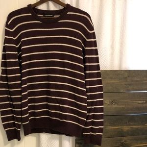 Maroon and Cream Striped Sweater from Express